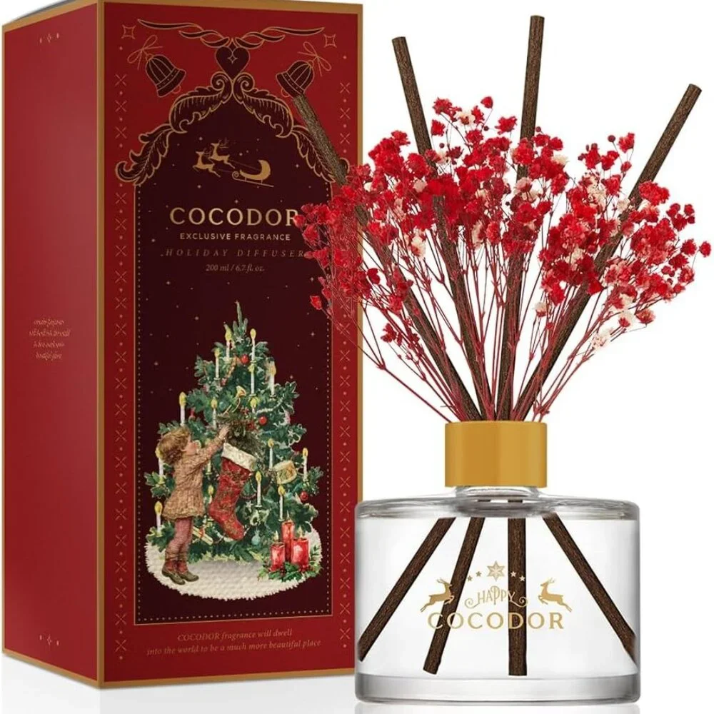 New Christmas Reed Diffuser Set / 6.7oz / Snow Fig/Holiday Scented Oil with Stic